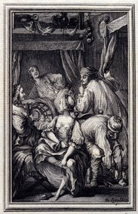 La cuna - en “Cuentos y nuevas en verso” de Jean La Fontaine. 1776. Ilustración de P.P. Choffard de Pierre Philippe Choffard