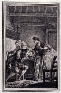 El Halcón - en Cuentos y nuevas en verso de Jean La Fontaine. 1776. Ilustración de P.P. Choffard de Pierre Philippe Choffard