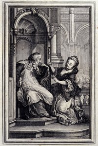 El marido confesor - en "Cuentos y nuevas en verso" de Jean La Fontaine. 1776. Ilustración de P.P. Choffard