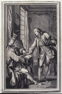 Les confeux indiscrets - en “Cuentos y nuevas en verso” de Jean La Fontaine. 1776. Ilustración de P.P. Choffard