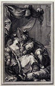Mona Lisa - en “Cuentos y nuevas en verso” de Jean La Fontaine. 1776. Ilustración de P.P. Choffard de Pierre Philippe Choffard