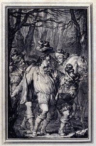 La oración de San Julián. En Cuentos y nuevas en verso de Jean de La Fontaine, Ámsterdam 1776. ilustrado por P.P. Choffard