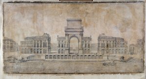 Arquitectura: "Proyecto de Place Royale para Marsella, perspectiva mirando a la ciudad" 1686 de Pierre Puget