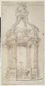Arquitectura: "Proyecto de altar y baldaquino" (dibujo) de Pierre Puget