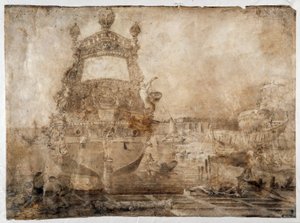 Armando un barco cerca de un astillero de Pierre Puget