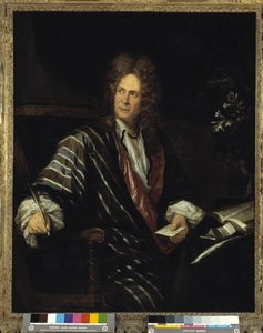 Hombre sentado o retrato de hombre con ropa de seda de Pierre Puget