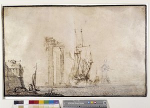 Barco contra una columnata en ruinas de Pierre Puget
