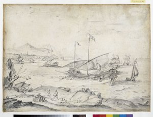 Vista del puerto de Marsella (dibujo) de Pierre Puget