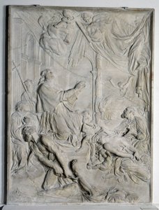 Bajorrelieve de la Peste de Milán - San Carlos Borromeo (1538-1584, Cardenal y Arzobispo de Milán) rezando