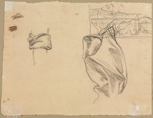 Estudios de cortinaje y Estudio de un paisaje (verso) de Pierre Puvis de Chavannes