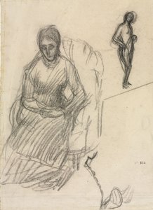 Estudio de Madame Marie Cantacuzène; Estudio de desnudo femenino de pie de Pierre Puvis de Chavannes