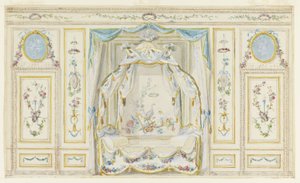 Elevación de pared de una alcoba de dormitorio de Pierre Ranson