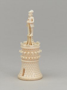 Torre blanca, pieza de ajedrez, India, circa 1820 de Pierre Simon Dequoy