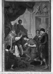 El Emperador Teodosio I el Grande recibiendo el perdón de San Ambrosio, arzobispo de Milán, c.1745 de Pierre Subleyras