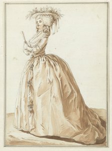 Mujer de pie con abanico de Pierre Thomas Le Clerc