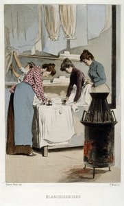 Lavanderas de París trabajando en una lavandería, Francia de Pierre Vidal