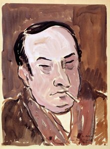 Retrato de Leon Paul Fargue (1876-1947) poeta Dibujo de Pierre de Belay (1890-1947) 1934. París, B.N.