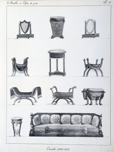 Mobiliario del periodo Consulado (1802-1803). Lámina tomada de la colección 