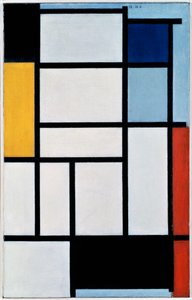 Composición con rojo, negro, amarillo, azul y gris de Piet Mondrian