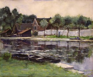 Esposas de Agricultores con Ropa en la Orilla de un Río de Piet Mondrian