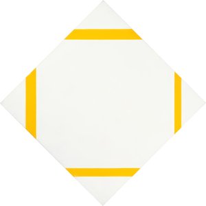 Composición en rombo con cuatro líneas amarillas de Piet Mondrian