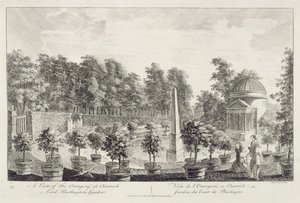Vista de la Orangerie, jardín de Lord Burlington en Chiswick de Pieter Andreas Rysbrack