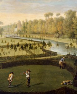 Los jardines de Chiswick House desde el oeste (detalle de 369420) (óleo sobre tabla) de Pieter Andreas Rysbrack