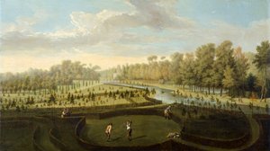 Los jardines de Chiswick House desde el oeste (óleo sobre tabla) de Pieter Andreas Rysbrack
