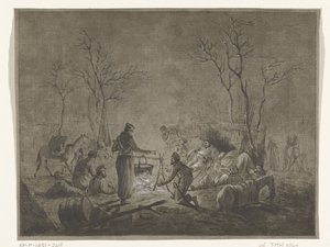 Vivac de los cosacos por el fuego durante la ocupación francesa en 1813 en Ámsterdam de Pieter Bartholomeusz. Barbiers