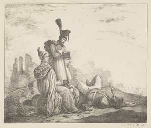 Compañía de duelo con soldado muerto de Pieter Bartholomeusz. Barbiers