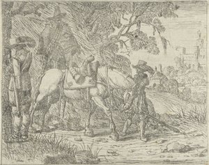Caballo ensillado con soldados de Pieter Bodding van Laer