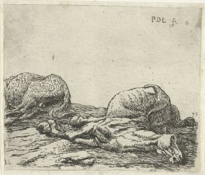 Dos caballos muertos Caballos (título de la serie) de Pieter Bodding van Laer