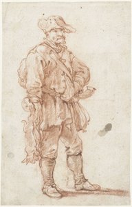 Cazador de pie con dos liebres muertas de Pieter Bout