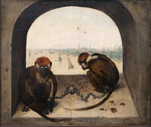 Alemán: Zwei angekettete Affen Two chained monkeys de Pieter Brueghel the Elder