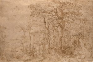 Paisaje silvestre con cinco osos de Pieter Bruegel the Elder