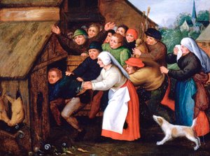 El borracho empujado al chiquero, 1564-1638 de Pieter Brueghel the Younger