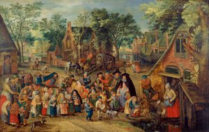 El Juego de la Novia de Pentecostés de Pieter Brueghel the Younger