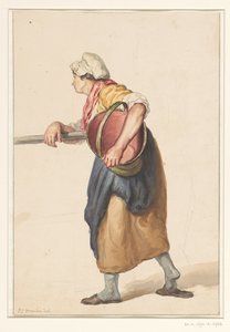 Mujer de pie con un cubo bajo el brazo de Pieter Christoffel Wonder