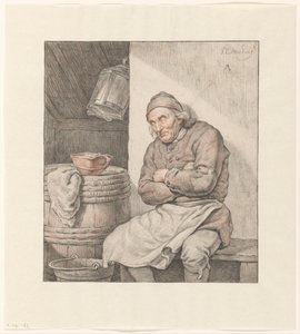 Hombre sentado y dormido de Pieter Christoffel Wonder