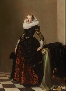 Retrato de una joven ricamente vestida, c.1630 (óleo sobre tabla) de Pieter Codde