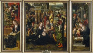 La Anunciación. La Adoración de los Magos. La Adoración de los Pastores, Segundo Cuarto del 1 de Pieter Coecke van Aelst