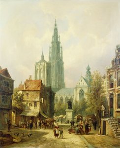 Una vista de Amberes, 1870 de Pieter Cornelis Dommershuijzen