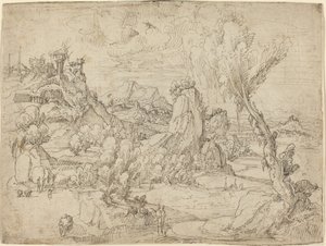 Paisaje con el bautismo de Cristo de Pieter Cornelisz Kunst