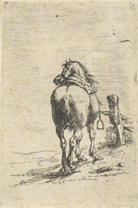 Caballo ensillado en un poste de Pieter Cornelisz. Verbeeck