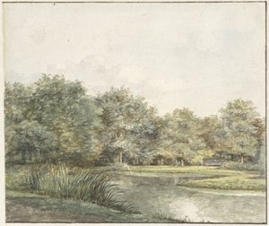 Paisaje con árboles al borde del agua de Pieter Ernst Hendrik Praetorius