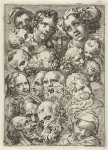 Hoja de estudio con diecinueve cabezas de Pieter Feddes van Harlingen