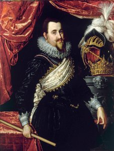 Retrato de Christian IV, Rey de Dinamarca (1577-1648). Pintura de Pieter Isaacsz (1569-1625) vers. 1615. Frederiksborg Slot. Dinamarca.