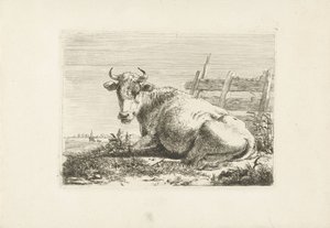 Vaca tumbada cerca de una valla
Vacas (título de la serie) de Pieter Gerardus van Os