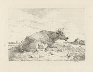Vaca acostada con cardo de Pieter Gerardus van Os