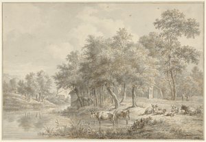 Paisaje fluvial con ganado de Pieter Gerardus van Os